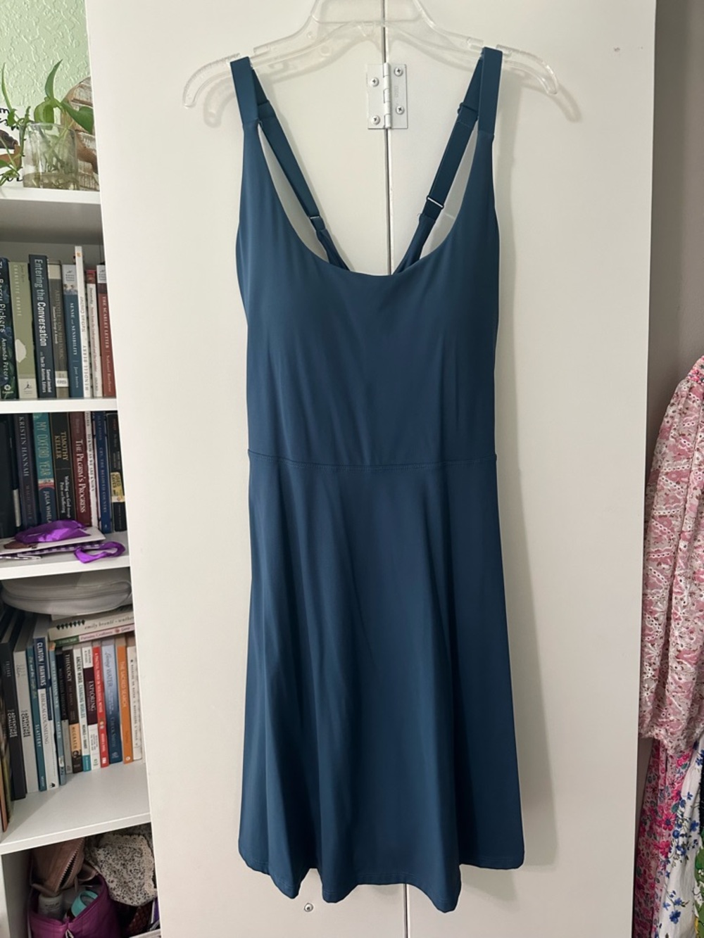 Athleisure Teal Scoop Neck A-Line Dress